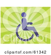 Royalty Free RF Clipart Illustration Of A Purple Person In A Wheelchair On A Bursting Green Background by Kheng Guan Toh
