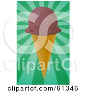 Royalty Free RF Clipart Illustration Of A Waffle Ice Cream Cone With A Scoop Of Chocolate by Kheng Guan Toh