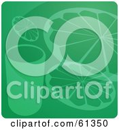 Royalty Free RF Clipart Illustration Of A Green Square Background With A Glass And Orange Slices