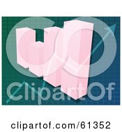Royalty Free RF Clipart Illustration Of A 3d Pink Bar Graph With A Transparent Arrow On A Gradient Grid