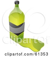 Royalty Free RF Clipart Illustration Of A Green Bottle Of Olive Oil With A Blank Label And A Spill by Kheng Guan Toh