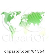 Royalty Free RF Clipart Illustration Of Communication Waves Flowing Over A Green Atlas Map