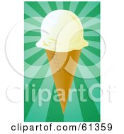 Royalty Free RF Clipart Illustration Of A Waffle Ice Cream Cone With A Scoop Of Vanilla
