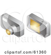 Royalty Free RF Clipart Illustration Of A Compact Silver Digital Camera Showing The Front And Back