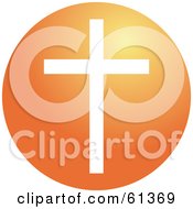 Royalty Free RF Clipart Illustration Of A White Christian Cross Over An Orange Circle