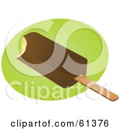 Royalty Free RF Clipart Illustration Of A Bite Missing From A Fudgesicle On A Green And White Background