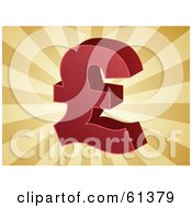 Poster, Art Print Of Red 3d Pound Symbol On A Bursting Brown Background