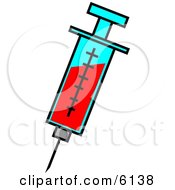 Blue Syringe Filled With Blood Clipart Illustration