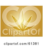 Royalty Free RF Clipart Illustration Of A Glowing Gold Marihuana Leaf