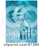 Poster, Art Print Of 3d Euro Symbol Over A Bar Graph On A Blue Arrow Background