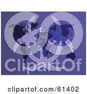 Royalty Free RF Clipart Illustration Of A Faded Bio Hazard Symbol Over A Purple Atlas Background