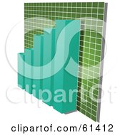 Poster, Art Print Of 3d Teal Bar Graph Against A Green Gradient Grid