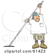 Royalty Free RF Clipart Illustration Of A Man Using A Concrete Finishing Tool And Wearing Sunglasses