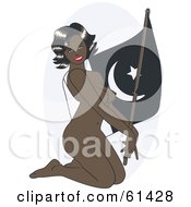 Nude Pinup Woman Kneeling And Posing With A Pakistan Flag