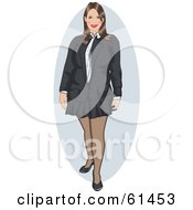 Poster, Art Print Of Friendly Brunette Businesswoman In A Skirt And Jacket