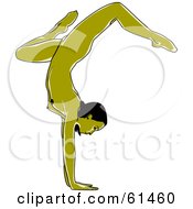 Nude Green Woman Doing A Yoga Hand Stand