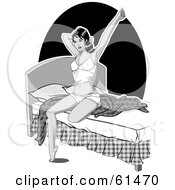 Royalty Free RF Clipart Illustration Of A Sexy Woman Sitting Up And Stretching At The Edge Of Her Bed