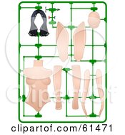 Royalty Free RF Clipart Illustration Of Snap Off Pieces Of A Model Woman by r formidable