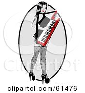 Poster, Art Print Of Sexy Woman Looking Back And Playing A Keytar