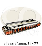 Royalty Free RF Clipart Illustration Of A Metal And Orange Harmonica by r formidable