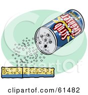 Royalty Free RF Clipart Illustration Of A Container Of Scrub Cleanser Sprinkling On A Sponge