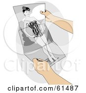 Royalty Free RF Clipart Illustration Of A Mans Hands Unfolding A Centerfold Picture