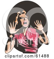 Royalty Free RF Clipart Illustration Of A Terrified Retro Woman Screaming And Holding Her Hands Up by r formidable #COLLC61488-0131