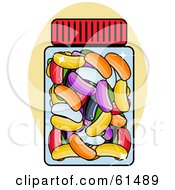 Royalty Free RF Clipart Illustration Of A Jar Full Of Colorful Jelly Beans