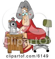 Elderly Seamstress Woman Sewing A Dress Clipart Picture by djart #COLLC6149-0006