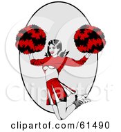 Royalty Free RF Clipart Illustration Of A Jumping Cheerleader With Cleavage Showing Under Her Shirt