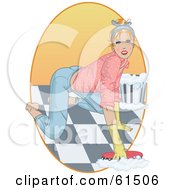 Poster, Art Print Of Sexy Woman On All Fours Scrubbing A Floor