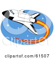 Royalty Free RF Clipart Illustration Of A Space Shuttle Shooting Through Space With Flames by r formidable #COLLC61507-0131