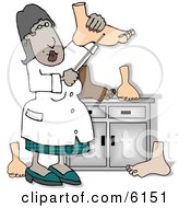 Female African American Podiatrist Doctor Inspecting Feet Clipart Picture