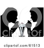 Royalty Free RF Clipart Illustration Of A Silhouetted Couple Sharing A Milk Shake by r formidable