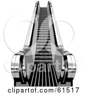 Royalty Free RF Clipart Illustration Of A Black And White Upwards Escalator