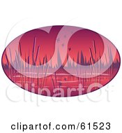 Royalty Free RF Clipart Illustration Of A Group Of Birds Flying Over A Marsh Against A Pink Sunset