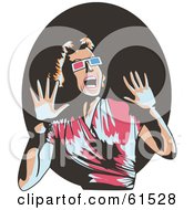 Royalty Free RF Clipart Illustration Of A Scared Retro Woman Wearing 3d Glasses Screaming And Holding Her Hands Up by r formidable #COLLC61528-0131