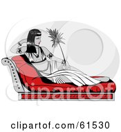 Poster, Art Print Of Cleopatra Reclined On A Seat Holding A Leaf Or Feather