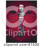 Pins In A Creepy Voodoo Doll On A Red Background