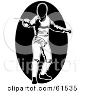 Royalty Free RF Clipart Illustration Of A Black And White Fencer In Uniform