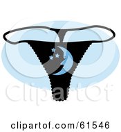 Royalty Free RF Clipart Illustration Of A Black Moon Underwear G String Thong