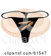 Royalty Free RF Clipart Illustration Of A Black Hot Dog Underwear G String Thong