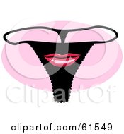 Royalty Free RF Clipart Illustration Of A Black Lips Underwear G String Thong