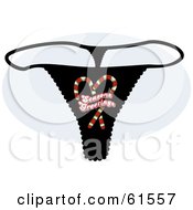 Royalty Free RF Clipart Illustration Of A Black Candy Cane Underwear G String Thong by r formidable