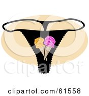 Royalty Free RF Clipart Illustration Of A Black Ice Cream Underwear G String Thong