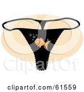 Royalty Free RF Clipart Illustration Of A Black Goldfish Underwear G String Thong