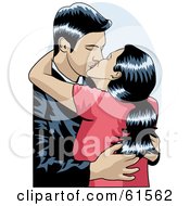 Royalty Free RF Clipart Illustration Of A Young Couple Embracing And Smooching