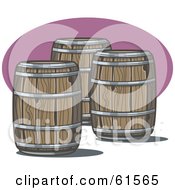 Three Wooden Whiskey Barrels
