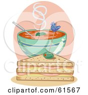 Royalty Free RF Clipart Illustration Of A Club Sandwich With A Bowl Of Tomato Soup