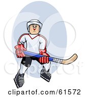 Royalty Free RF Clipart Illustration Of A Young Hockey Player Holding A Stick